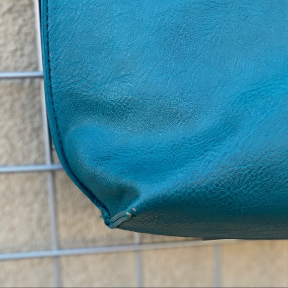 Magnetic Snap Turquoise Tote Shoulder Bag Purse - Picture 6 of 8